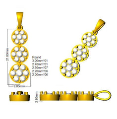 1.1 ct D-E/VS Lab Grown Round Diamond Designer Pendant 9k Yellow Gold Ready To Ship