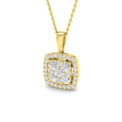 0.9 ct D-E/VS Lab Grown Round Diamond Designer Pendant 9k Yellow Gold ,Ready To Ship