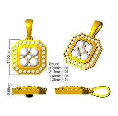 0.8 ct D-E/VS Lab Grown Round Diamond Designer Pendant 9k Yellow Gold Ready To Ship
