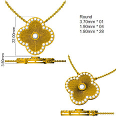 1 Carat D-E/VS Lab Grown Diamond Clover Necklace 9k Yellow Gold Ready To Ship