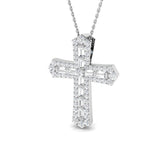 Diamond cross pendant on a white background