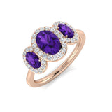 Three Stone Amethyst Ring