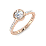 Solitaire Halo Diamond Ring | Round-Cut with Pave Set Diamonds | Lab & Natural Diamonds Available
