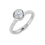 Solitaire Halo Diamond Ring | Round-Cut with Pave Set Diamonds | Lab & Natural Diamonds Available
