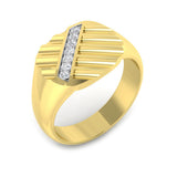 Geometric Diamond Signet Ring 0.10ct | Modern Men's Ring UK