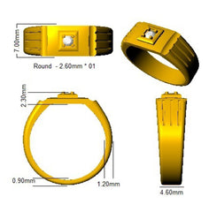 0.10Carat D-E/VS Lab Grown Diamond Signet Engagement Ring 9k Yellow Gold Ready To Ship