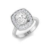 Natural Cushion Cut Diamond Halo Engagement Ring