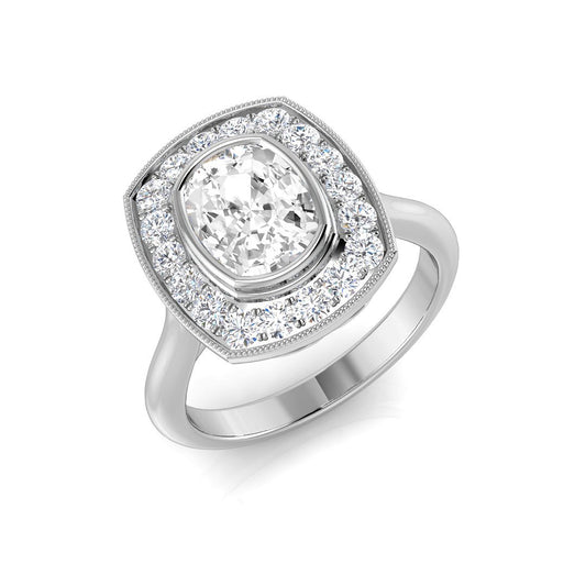 Diamond Cushion Halo Engagement Ring 1.25–1.5ct | Gold and Platinum
