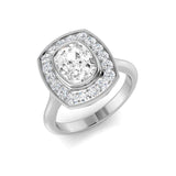 Natural Cushion Cut Diamond Halo Engagement Ring