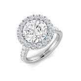 Natural Round Cut Diamond Prong Set Halo Ring
