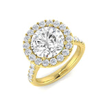 Bague halo sertie de griffes avec un diamant rond naturel
