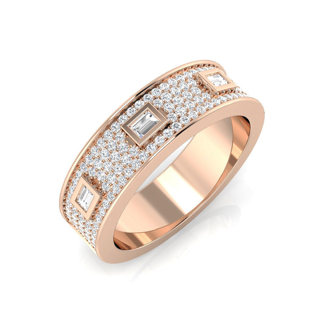 Baguette and Round Cut Diamond Half Eternity Ring.