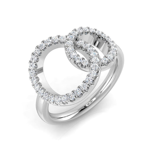 Double Circle Round Diamond Ring 0.33ct | Pavé Design | 0.33ct