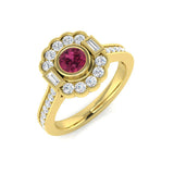 Diamond Derby Pink Tourmaline Ring | 1ct | Hallmarked Gold & Platinum