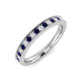 Sapphire Diamond Ring, White Gold Ring, Half Eternity Ring, Sapphire Ring