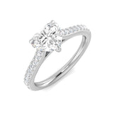 IGI Certified Lab Grown Round & Heart Diamond Pavé Accent Solitaire Engagement Ring