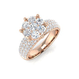 Natural Round Cut Diamond Prong Set Cluster Ring For Women