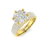 Natural Round Cut Diamond Prong Set Cluster Ring For Women