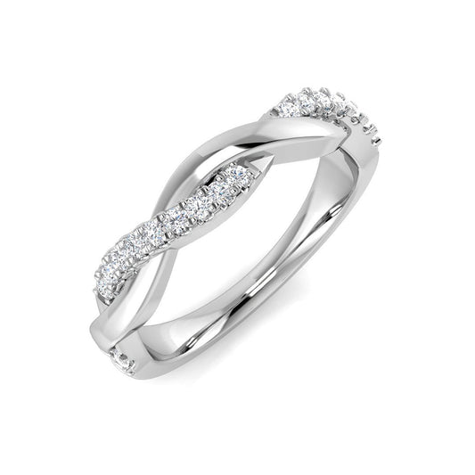 Lab-Grown Twist Diamond Pavé Ring | 0.15ct | Crossover Band Gold & Platinum UK