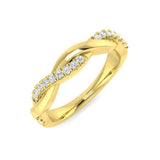 Lab-Grown Twist Diamond Pavé Ring | 0.15ct | Crossover Band Gold & Platinum UK