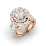 Diamond Halo Ring | 2.5ct | Baguette & Round Cut | Lab & Natural Diamonds