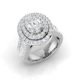 Diamond Halo Ring | 2.5ct | Baguette & Round Cut | Lab & Natural Diamonds
