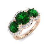Green Emerald Three Stone Ring
