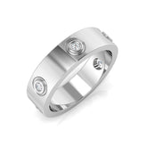 0.10Ct Yellow Gold Screw Motif Diamond Ring – Classic Wide Statement Band