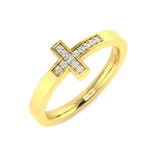 0.05 Carat Round Shaped Micro Pave Setting Cross Diamond Ring