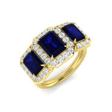 Sapphire Diamond Halo Ring