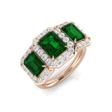 Emerald Diamond Three Stone Ring