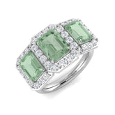 Green Amethyst Halo Ring