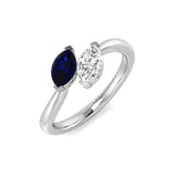 Marquise two stone sapphire ring with diamond