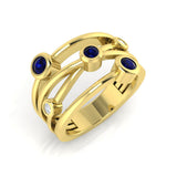 Blue Sapphire Bubble Ring with Round Diamonds | Multi Stone Ring | UK Hallmarked