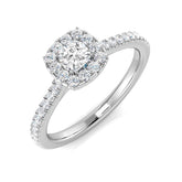 Natural Cushion Cut Diamond Halo Engagement Ring