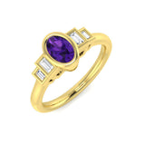 Amethyst 5 Stone Ring for Women
