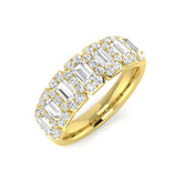 Alliance ou bague de mariage 7 pierres sertie de diamants naturels taille baguette, idéale pour un anniversaire ou une cérémonie.