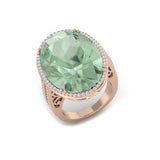 Green Amethyst Diamond Cocktail Ring