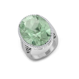 Green Amethyst Diamond Cocktail Ring for Women
