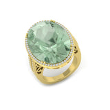 Green Amethyst Diamond Cocktail Ring in Gold