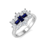 blue sapphire diamond boat ring with round diamonds