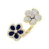 Blue Sapphire Cluster Ring Floral Ring