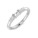 0.25ct Lab-Grown Baguette & Round Cut D/VVS Diamond Bar Set Half Eternity Ring.