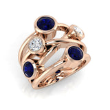 Blue Sapphire Bubble Ring for Gift