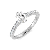 Oval Cut Diamond Ring with Diamond-Set Shoulders Platinum