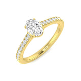 Oval Cut Diamond Ring with Diamond-Set Shoulders Platinum