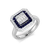 Diamond Brebtwoob Blue Sapphire Ring | 0.75ct
