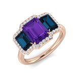 Diamond Albwick Amethyst Ring | 2.75ct | Hallmarked Gold & Platinum