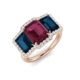 Diamond Arubdel Colour Halo 3 Stone Ring | 5ct