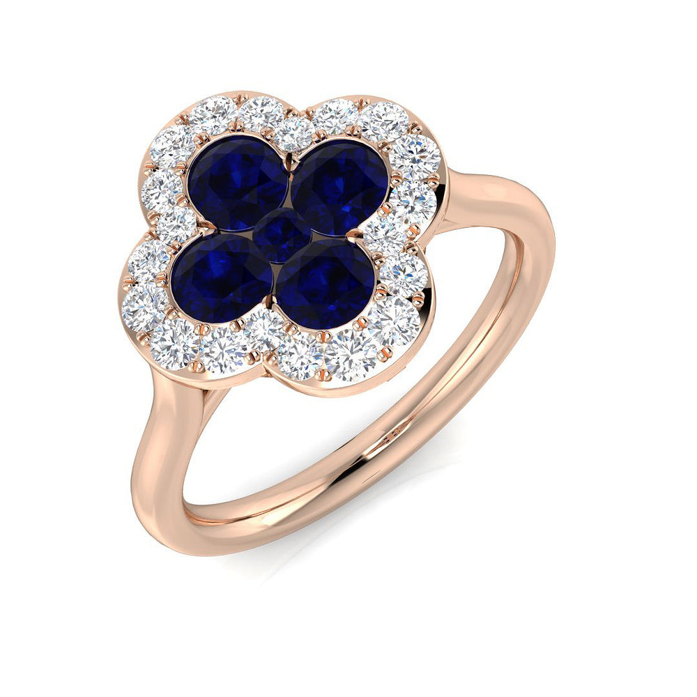 Blue Sapphire Clover Ring